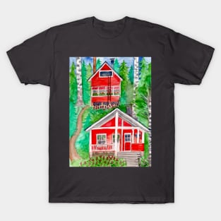 Cabin in the Woods - Summer Watercolor T-Shirt